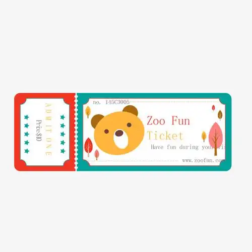红绿色英文动物园门票