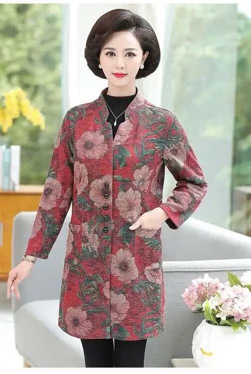 岁的风衣女秋天穿的中年妇女妈妈装外套妈妈秋装风衣中长款高贵中老年