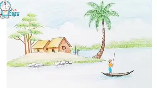 风景的简笔画彩铅简笔画彩铅春天简笔画风景彩色彩铅风景画简笔画春天