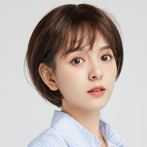 假发女短发真人发丝21年新款时尚全递针透气蓬松波波头气质假发套