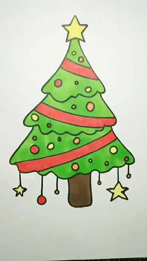 教大家画个可爱的圣诞树简单又漂亮