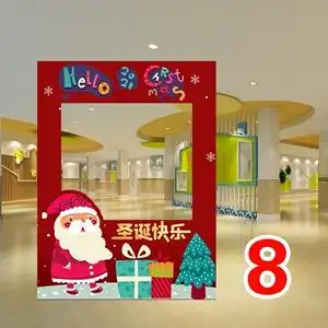 定制圣诞节圣诞老人ins相框拍照板kt板朋友圈镂空手持拍照道具