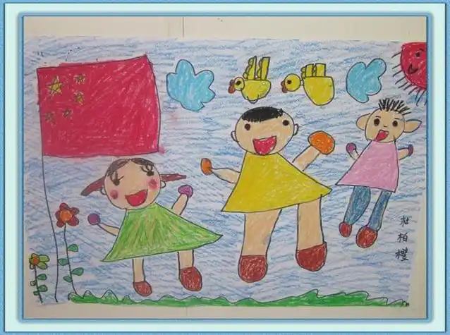 小孩升国旗的简笔画 第1页