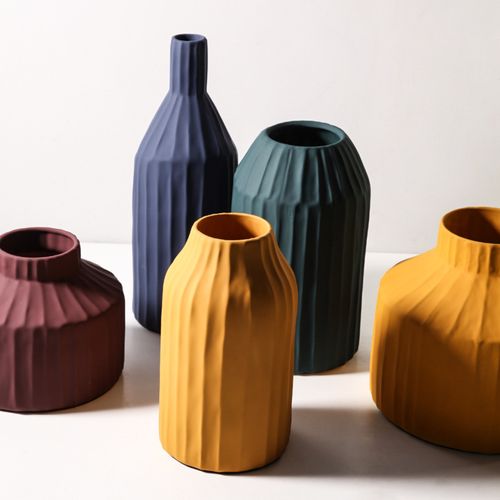 北欧文艺创意独特造型陶瓷花瓶花器组合桌面花瓶