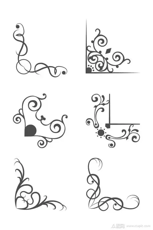 边角花纹元素矢量图