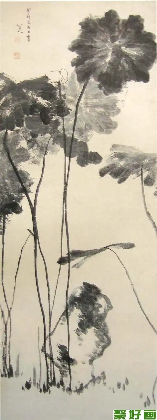 朱耷水墨荷花