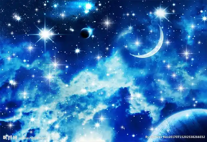 蓝色唯美宇宙星空电视背景墙图片