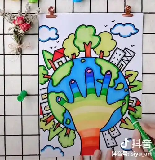 市相山区商业局幼儿园【抗疫】防控小课堂——美术绘画篇《保护地球