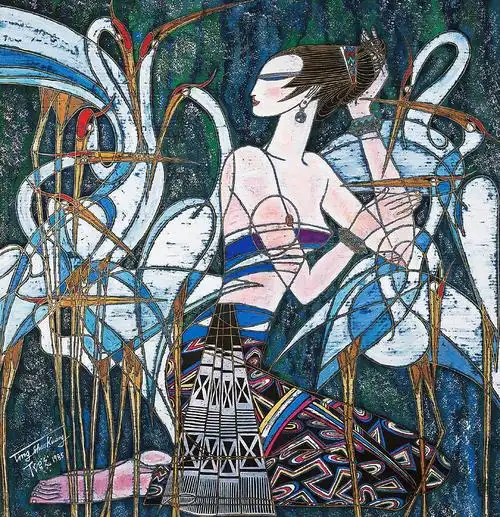 丁绍光 《蓝色梦幻》重彩画