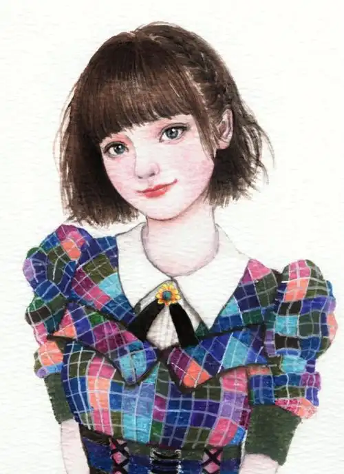 米鹿水彩人物美少女15