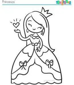 戴皇冠献爱心的公主涂色简笔画大全