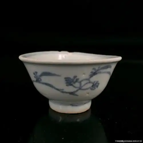 明代中期青花酒杯,三多杯主人杯