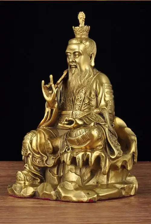 全铜太上老君摆件老君像三清道祖神像元始天尊道教祖师铜像供奉18cm