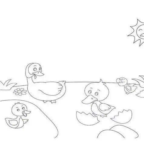 童话简笔画手抄报丑小鸭的四格连环画简笔画丑小鸭画丑小鸭绘本故事简