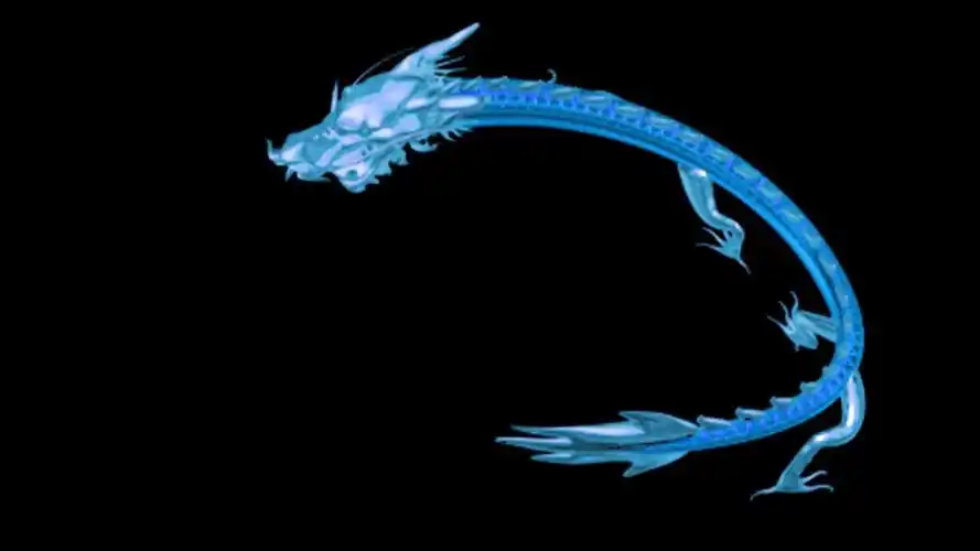 飞龙在天全息投影视频4k无版权素材免费下载任意使用 蓝色的龙红色的