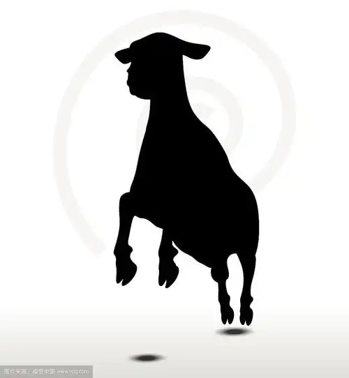 绵羊剪影与跳跃姿势
