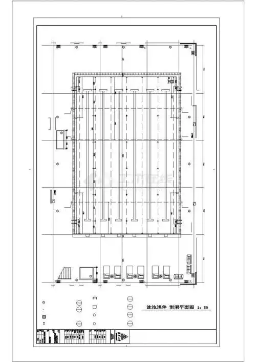 游泳馆内部游泳池全套建筑设计cad图纸,其中包含:泳池埋件留洞平面图