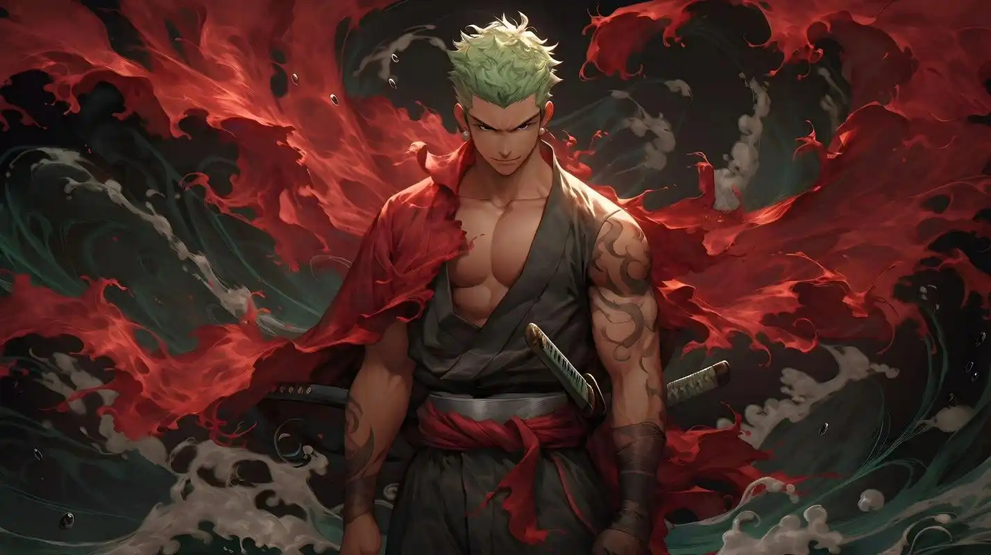 midjourney|海贼王 索隆|4k 16:9高清壁纸 美男子索隆