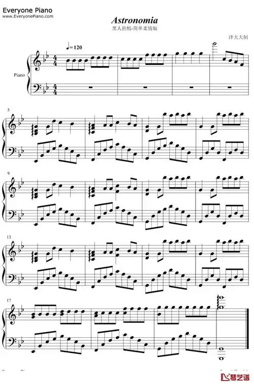 黑人抬棺《astronomia》钢琴谱第1张