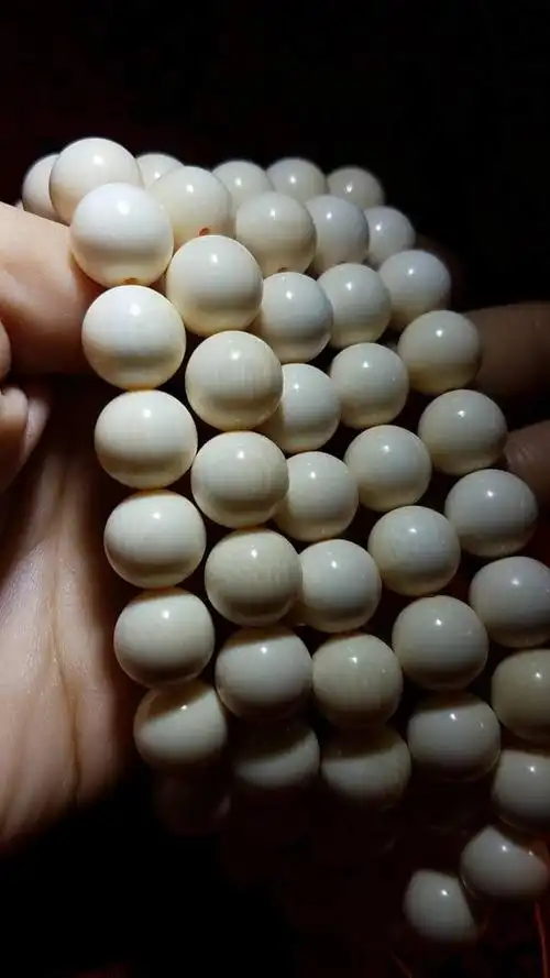 顶妃猛犸象牙手串猛犸牙手串佛珠圆珠子老型108颗681012满纹满纹原色