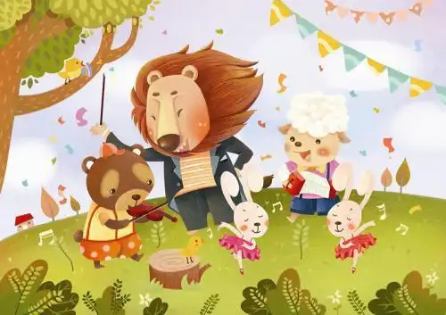 森林狂欢舞会简笔画