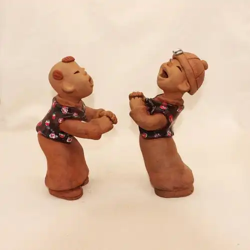 陶泥陶艺泥塑陶瓷人物摆件陶土土娃娃手工粗陶泥人