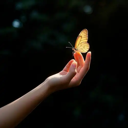 我轻轻托着一只蝴蝶,感受它的生命在指尖绽放