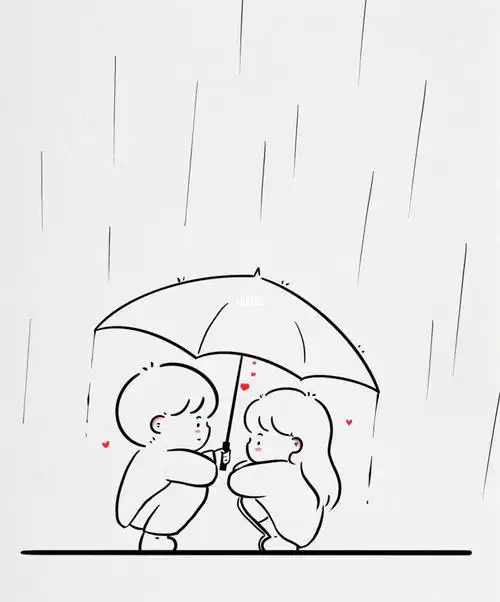 情侣简笔画从此一人撑伞两人行78
