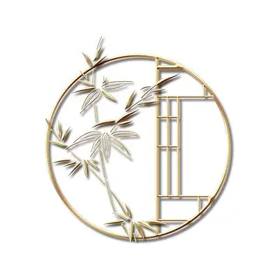 金色镂空中式屏风免抠png素材