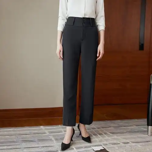 西裤女春秋职业工作正装裤子黑色高腰直筒显瘦上班西装西服裤长裤