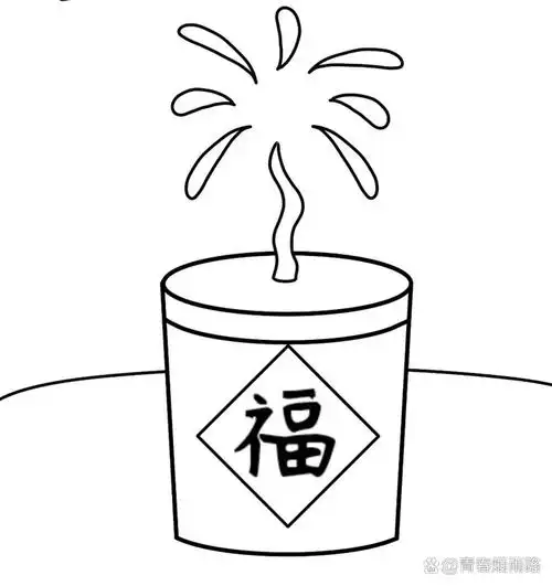 新年简笔画 烟花爆竹