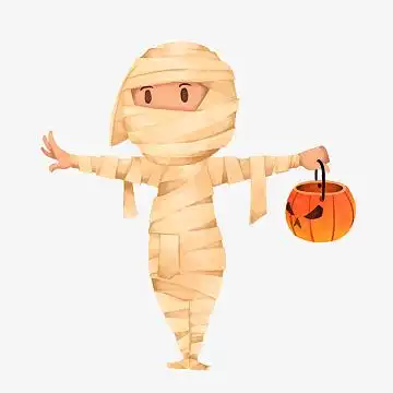 万圣节木乃伊装扮矢量图