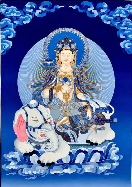 015 普贤菩萨 kumarlama 50*75cm 尼泊尔手工唐卡