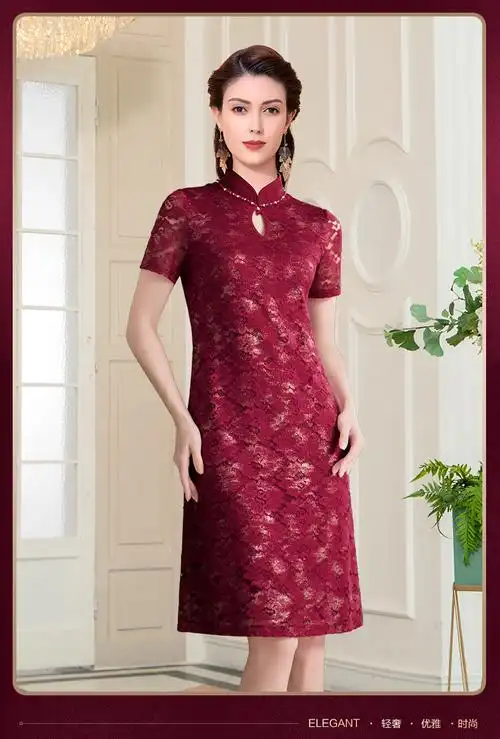 名兰世家夏款结婚喜婆婆短裙款礼服 婚宴旗袍改良版连衣裙 花蔷罗兰80