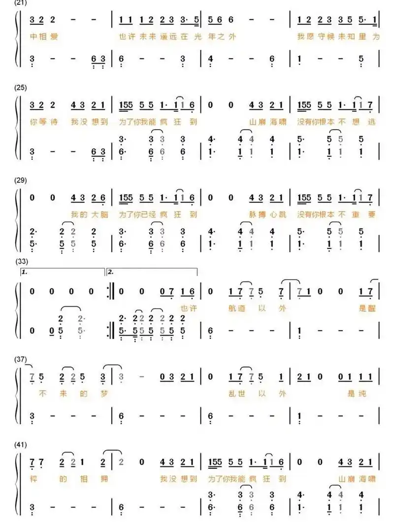《光年之外》钢琴简谱分享~ 今天是打工人假期最后一天了 明天就要