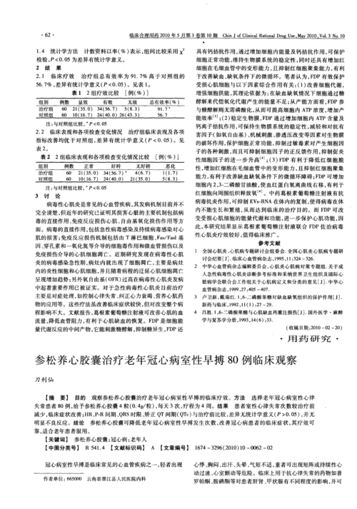 参松养心胶囊治疗老年冠心病室性早搏80例临床观察