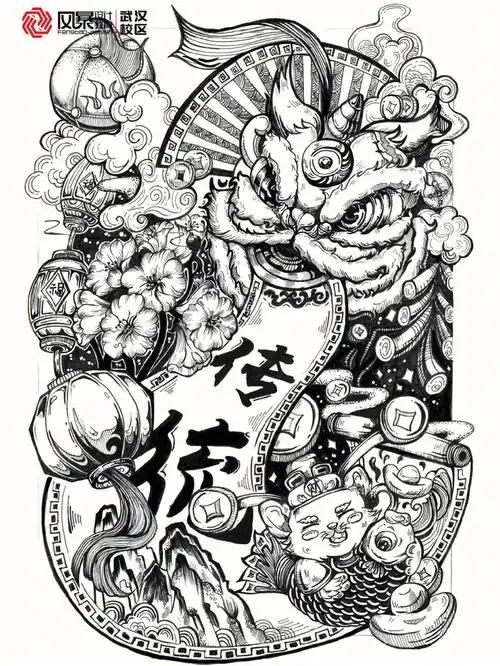 视觉传达考研传统文化主题黑白装饰画