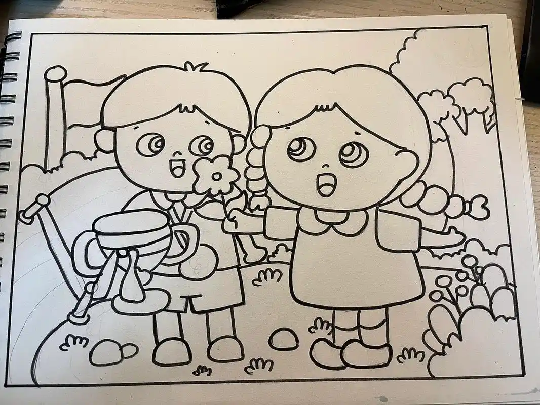 儿童画 简笔画 一起玩耍吧 学校举行运动会,一起玩耍吧