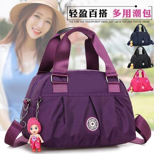 包女单肩斜挎包休闲包布包包女士小包包潮尼龙牛津布包斜挎包 紫色