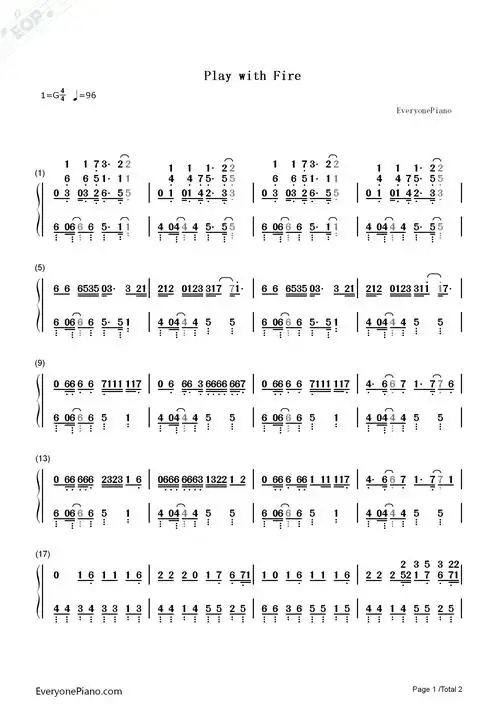 fire-black pink双手简谱预览1-钢琴谱文件(五线谱,双手简谱,数字谱