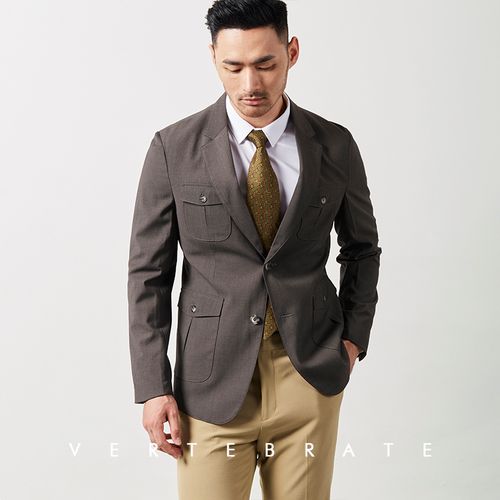 脊椎动物西服西装单西装垫肩猎装男装口袋薄料春款西服