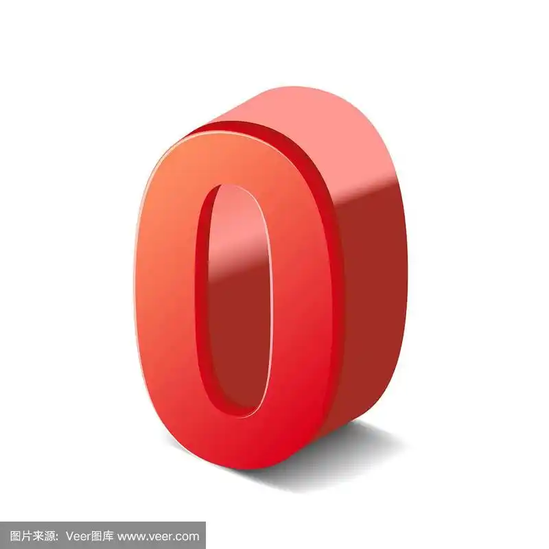 3d闪亮的红色数字0