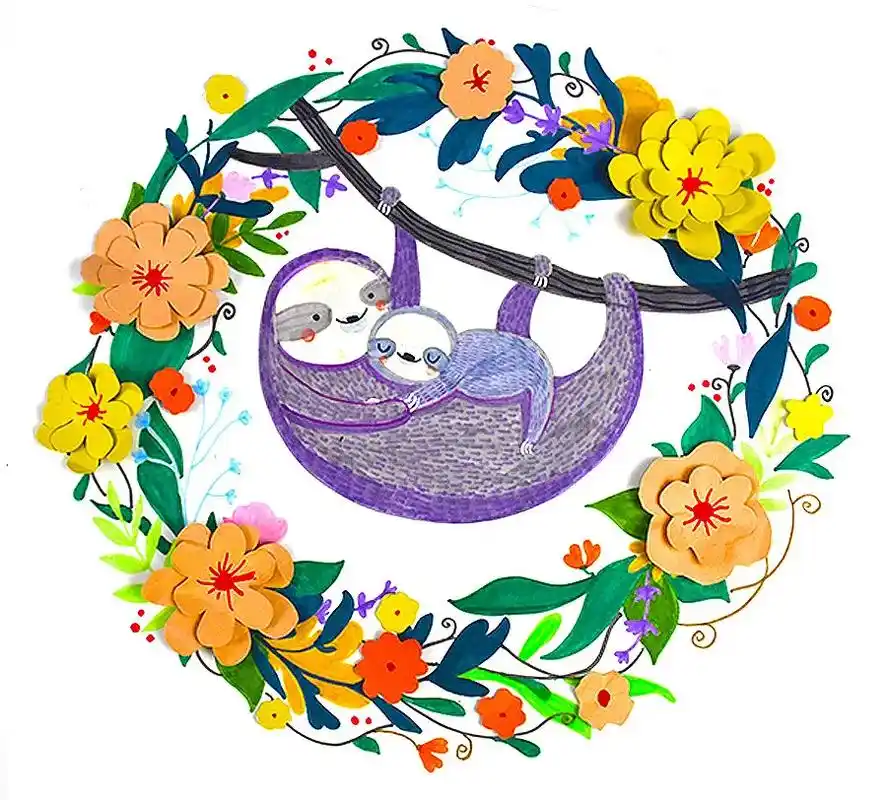 8-9岁少儿剪纸手工《挂在树上的树懒》儿童剪纸简单手工    - 抖音