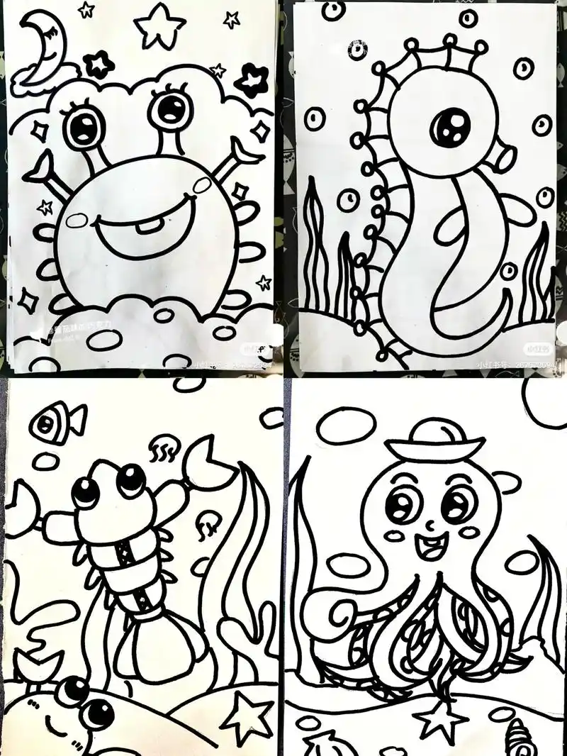 儿童画简笔画海底世界