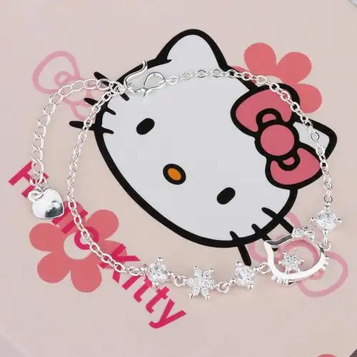 s925纯银手链女款hellokitty凯蒂猫可爱卡通手镯手链