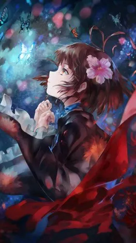 短发戴眼镜的动漫少女侧脸手机背景图片