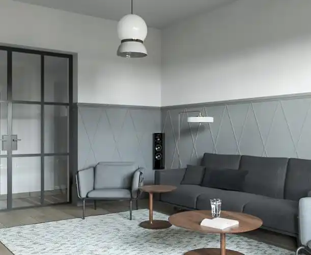 甚至将双色元素应用在不同材质上,就即刻变化出多元的双色墙面效果