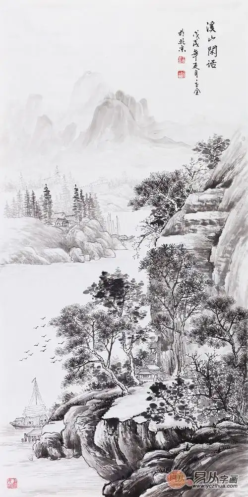 黑白交错的水墨山水画,画家王立全完美而演绎悠悠素雅 - 孙杨风 - 职