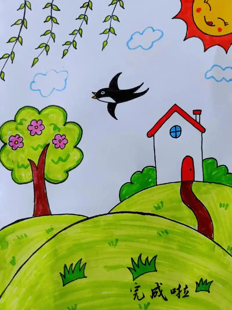 春天快来啦,一起来画春天吧95.#简笔画 #亲子简笔画 #春 - 抖音