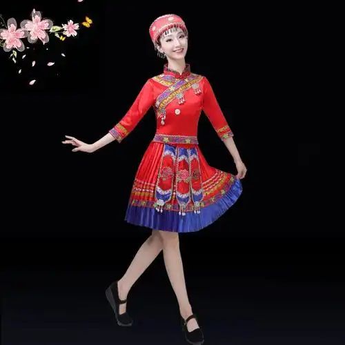 s 少数民族服装女苗族演出服壮族瑶族贵州云南苗族衣服舞蹈表演服饰